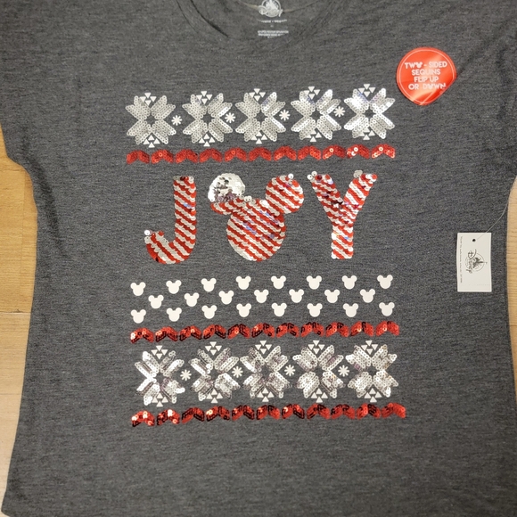 Disney Parks Two Sided Sequins Christmas Joy T Shirt - Picture 3 of 6